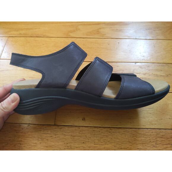 Kuru Athletic Sport Sandals Women's Size 11 Black Leather Velcro Comfort - Picture 3 of 9